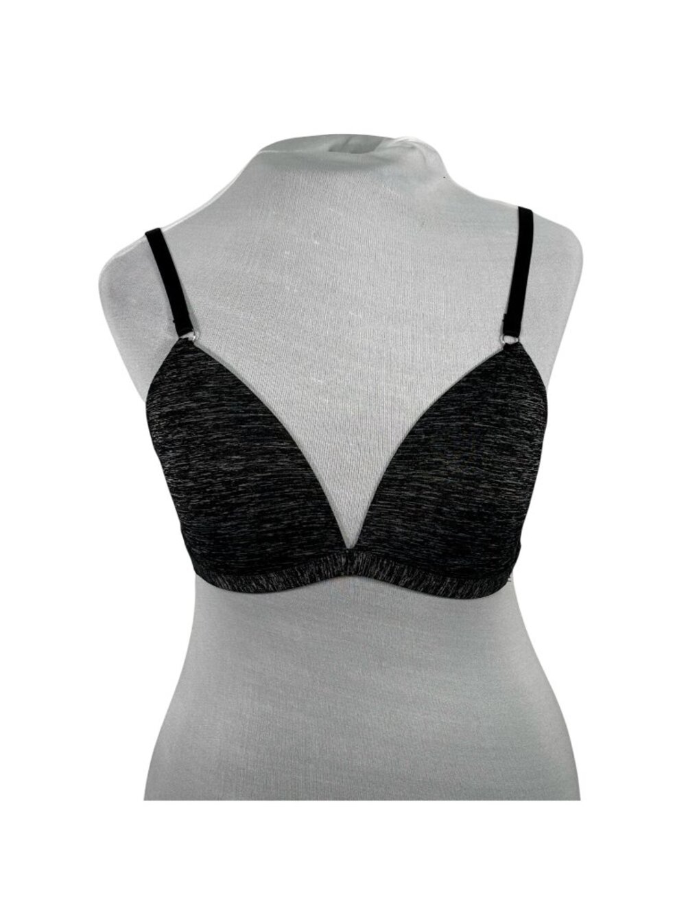 Primark Womens Black & Gray Plunge Bralette With Adjustable Straps Size 36B